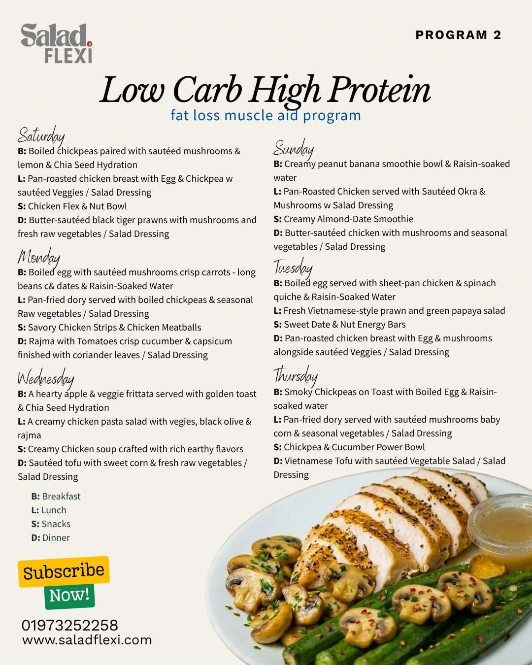 Low Carb High Protein menu